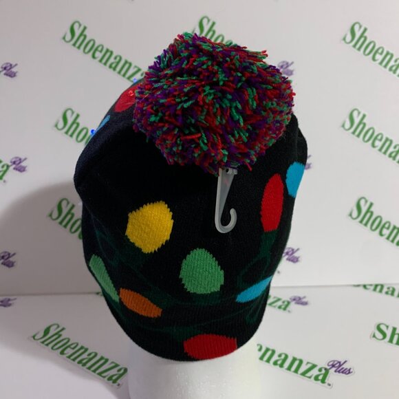 Ugly Christmas Hat Be Jolly Beanie Lights Light Up Pom Cap Black One Size - Picture 4 of 7